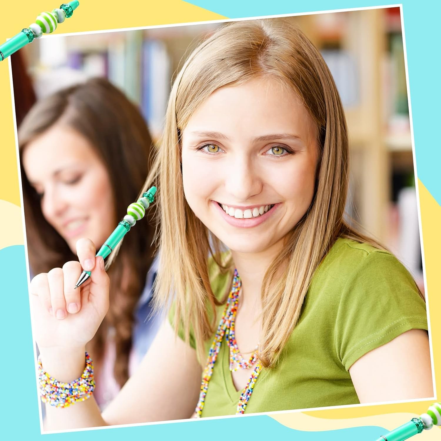 Beadable Pen Bead Pens with Assorted Colors Beads for Pens Multicolor Ballpoint