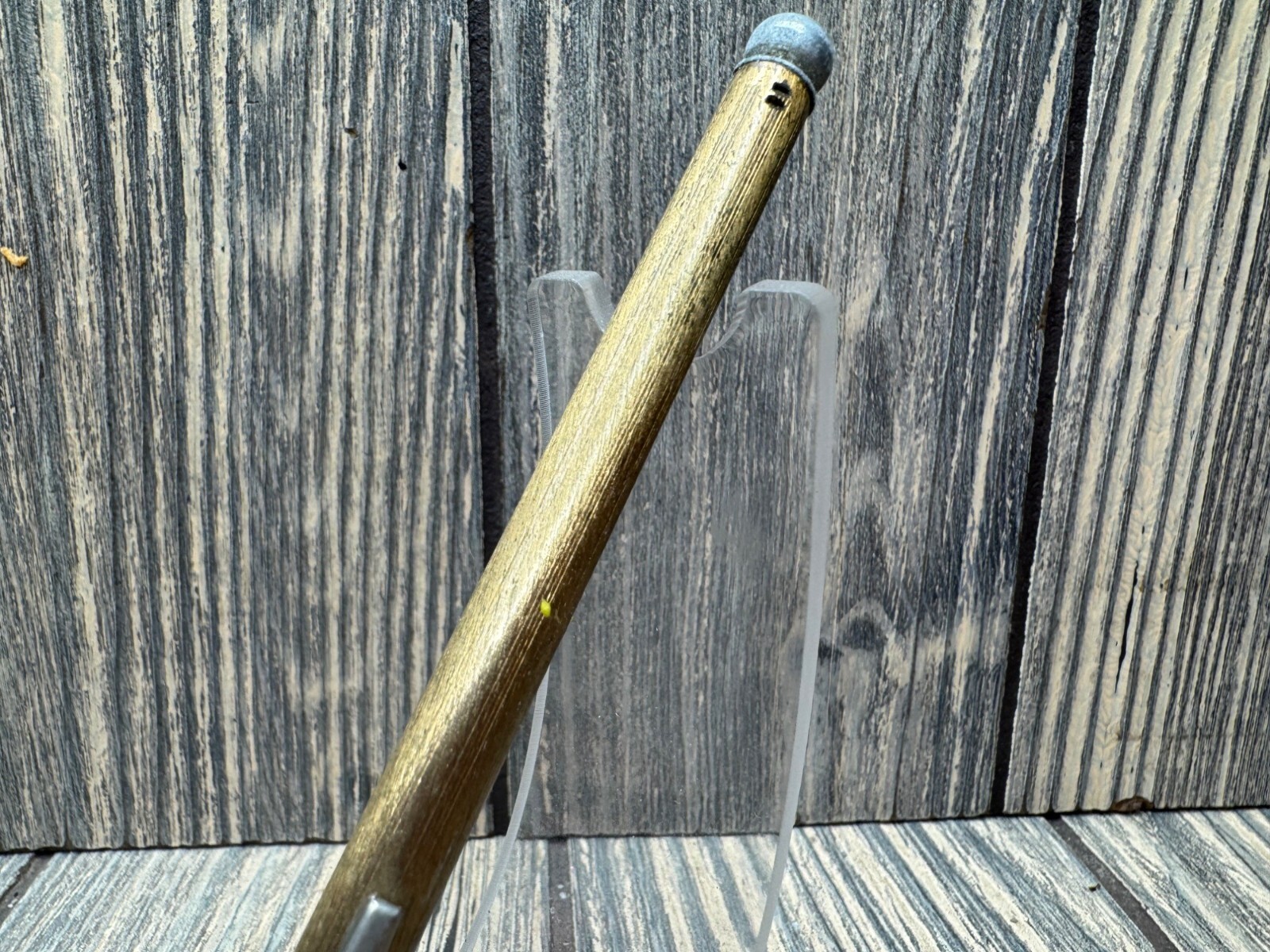 Vintage Gold-Toned Metal Pen With Textured Finish & Clip
