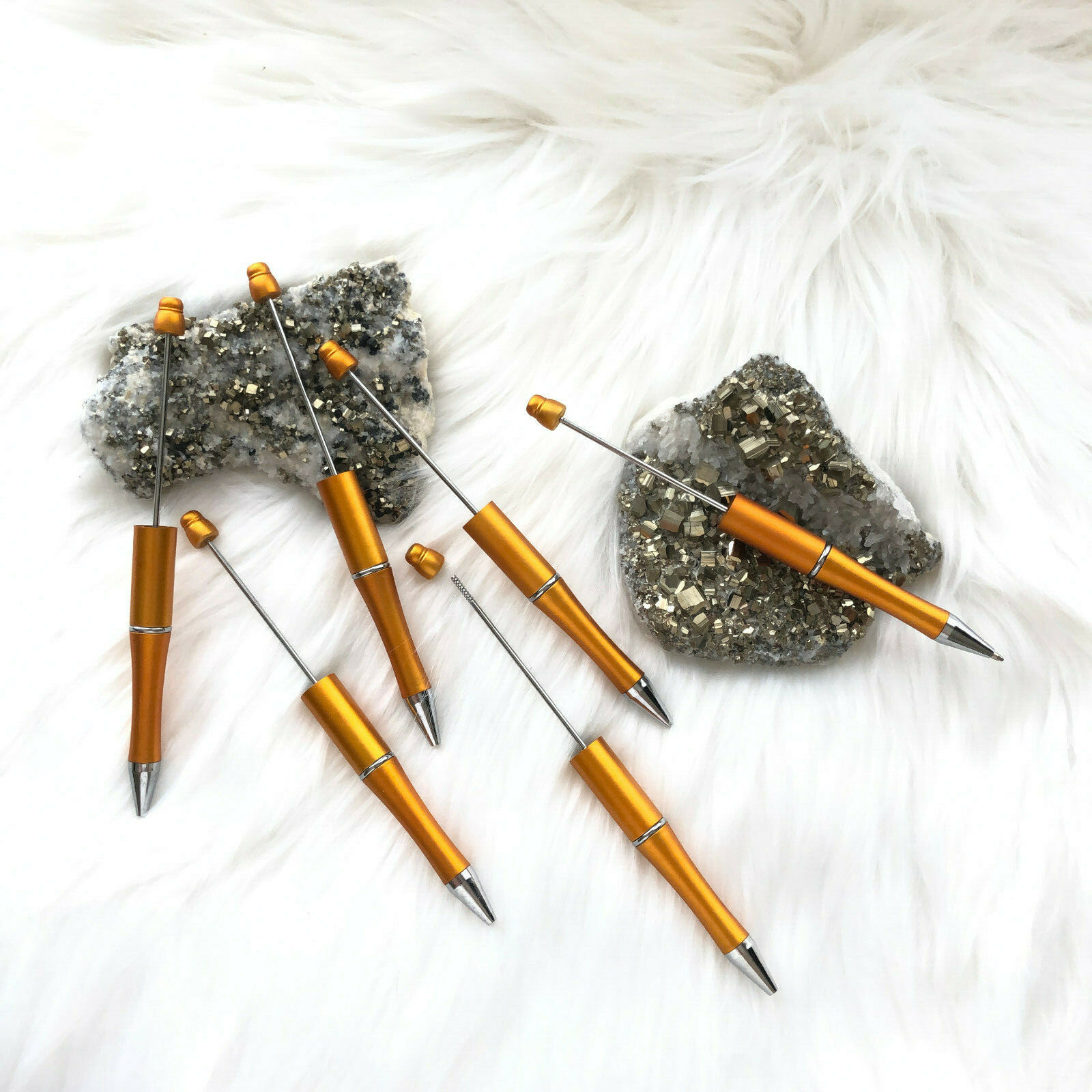 Beadable Plastic Pens Retractable Writing Instrument DIY Craft Beaded Pen Copper