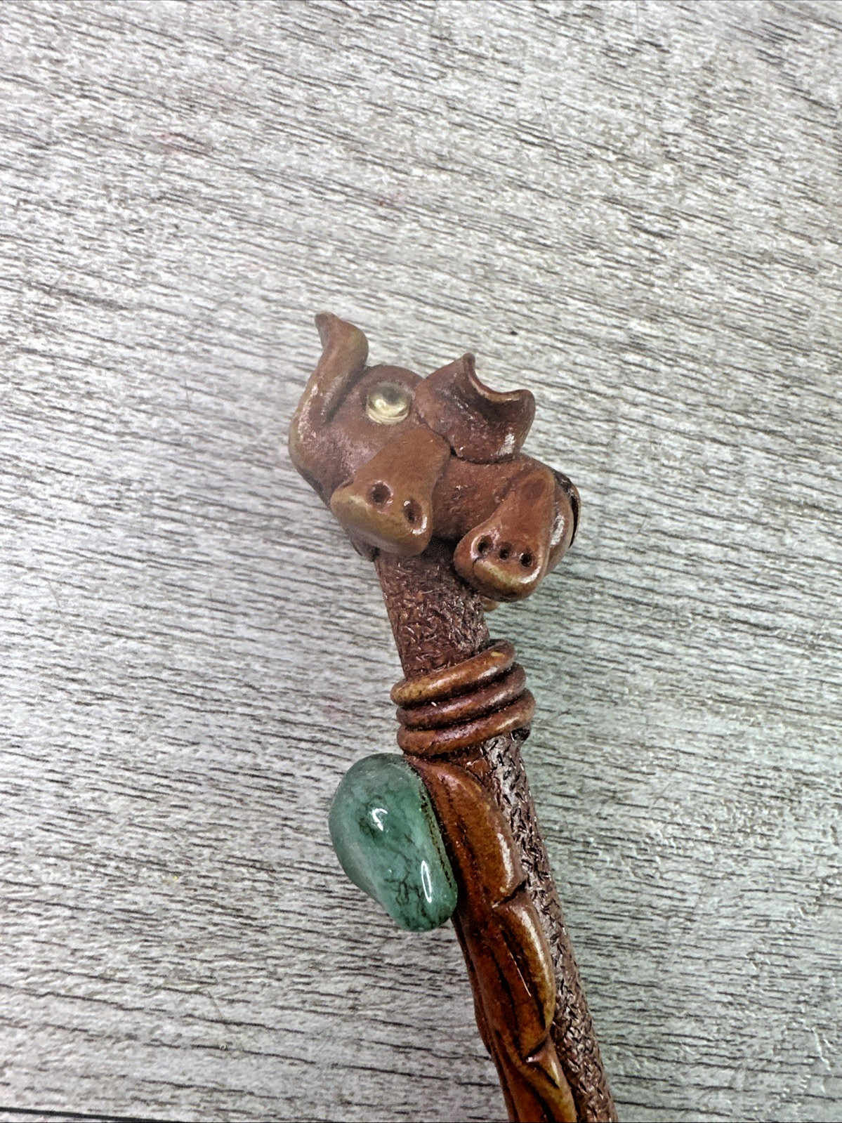 Unique Vtg Lot Of 3 Novelty Hand Detailed Pens Seal, Elephant & Rabbit w/Agates