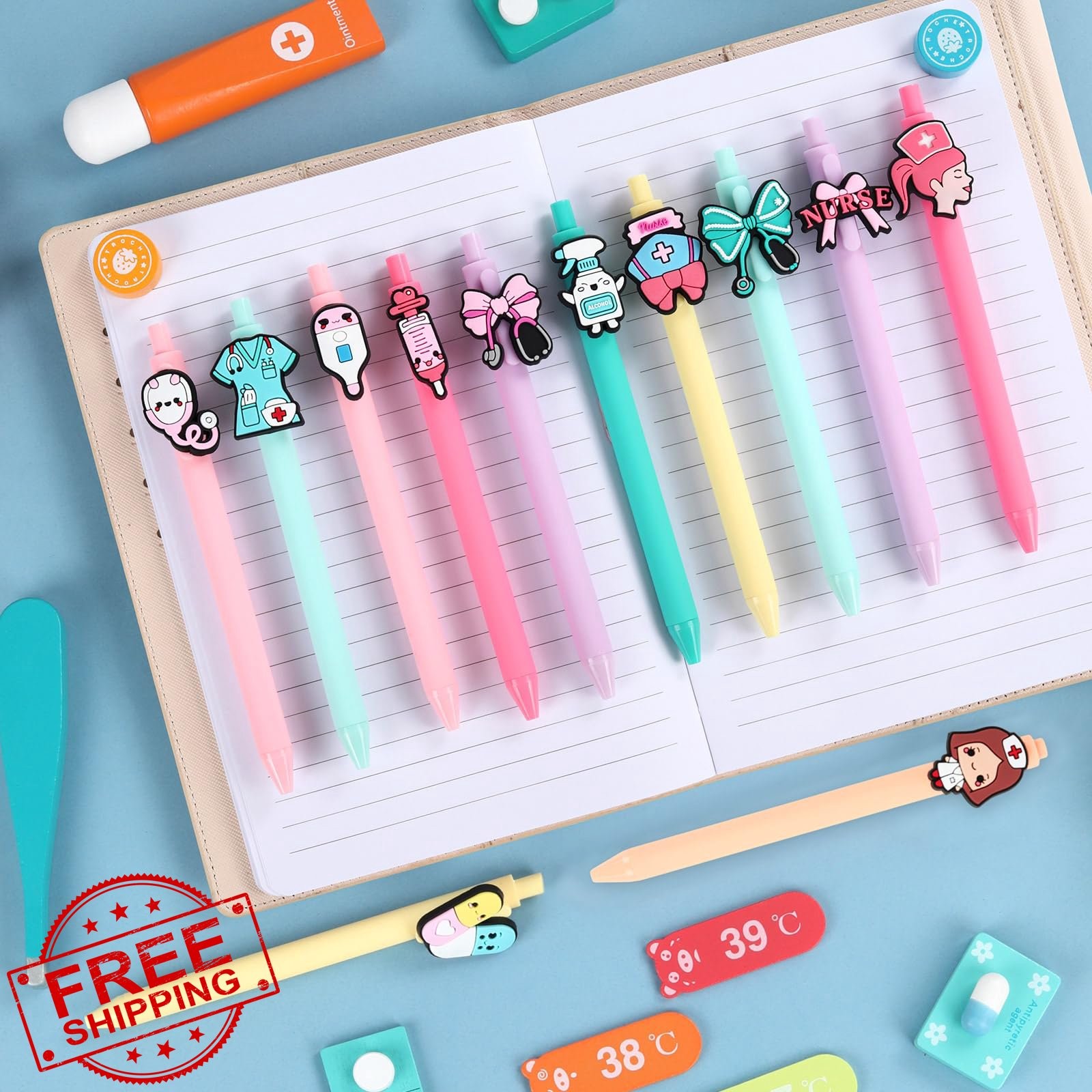 IESCOO 12 Nurse Pens, Cute Ballpoint Medical Student Appreciation Gifts