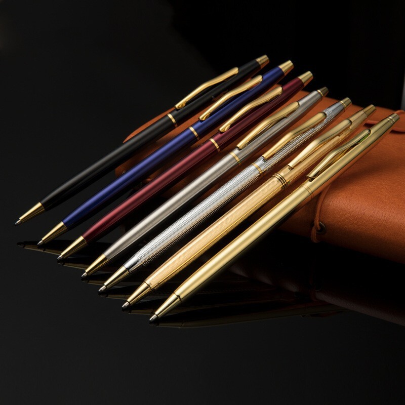 Luxury Full Metal Ballpoint Pen 1mm Black Ink Gel Pen Office Writing Stationery_