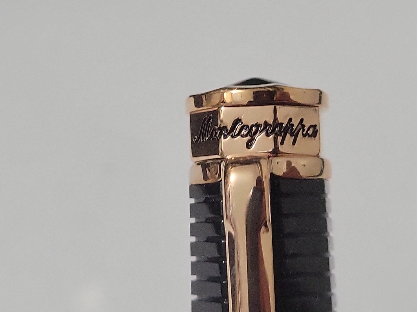 Rare Luxury Montegrappa Black Resin Rollerball Pen Rose Gold Trim w/ Box Italy