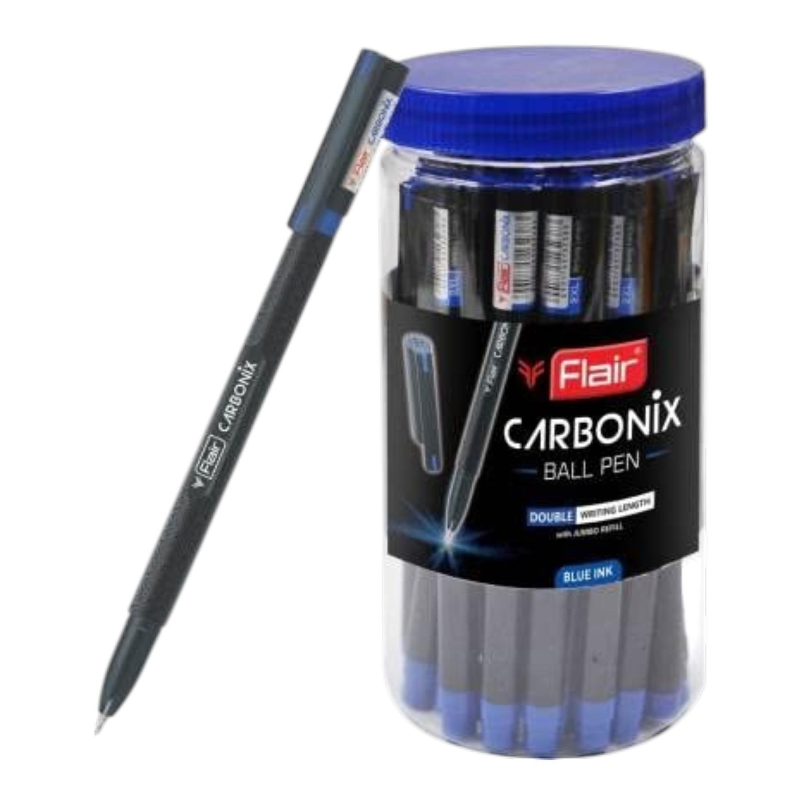 Flair Carbonix Blue Ball Pen Pack Of 25 Medium Nib Smooth Writing