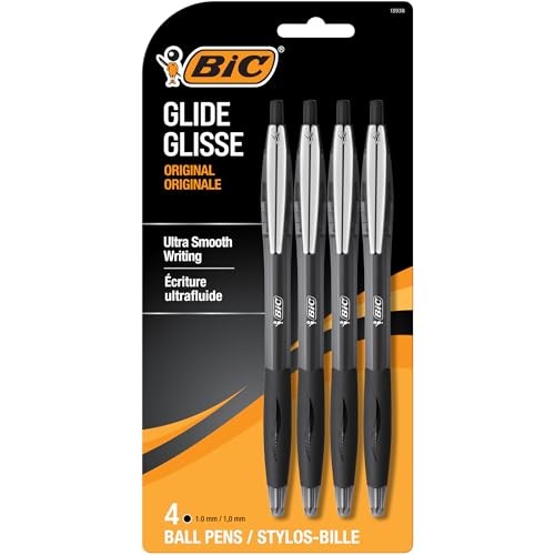 Glide Retractable Ballpoint Pens, Medium Point 4 Count (Pack of 1) Black