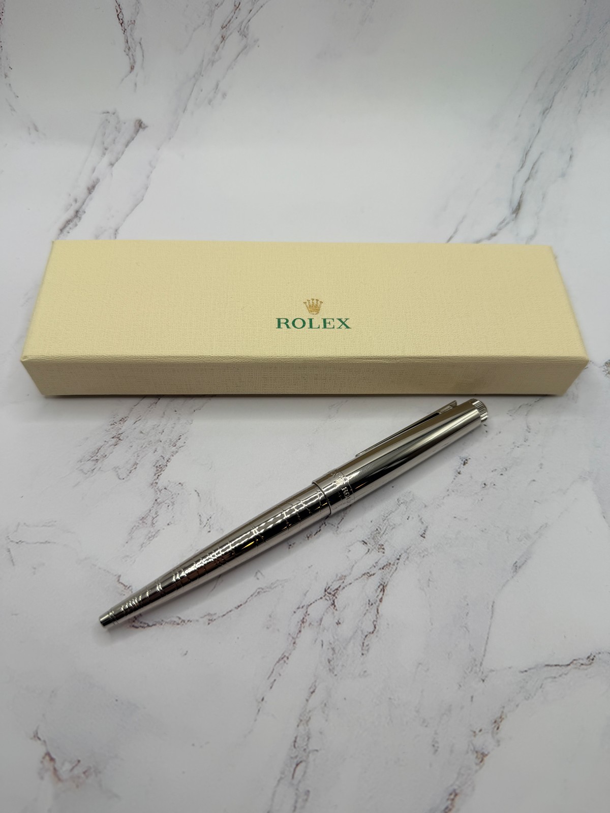 Rolex Silver Scribe Platinum Wave Cut Pen AD VIP Gift