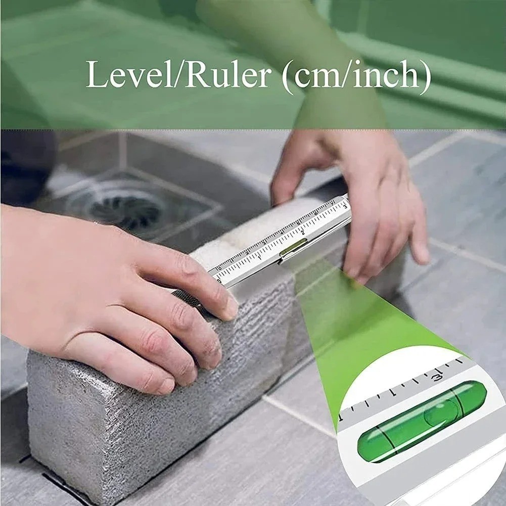 7-in-1 Multifunctional Multi-Tool Pen with Screwdriver, Ruler, Level, Stylus & B