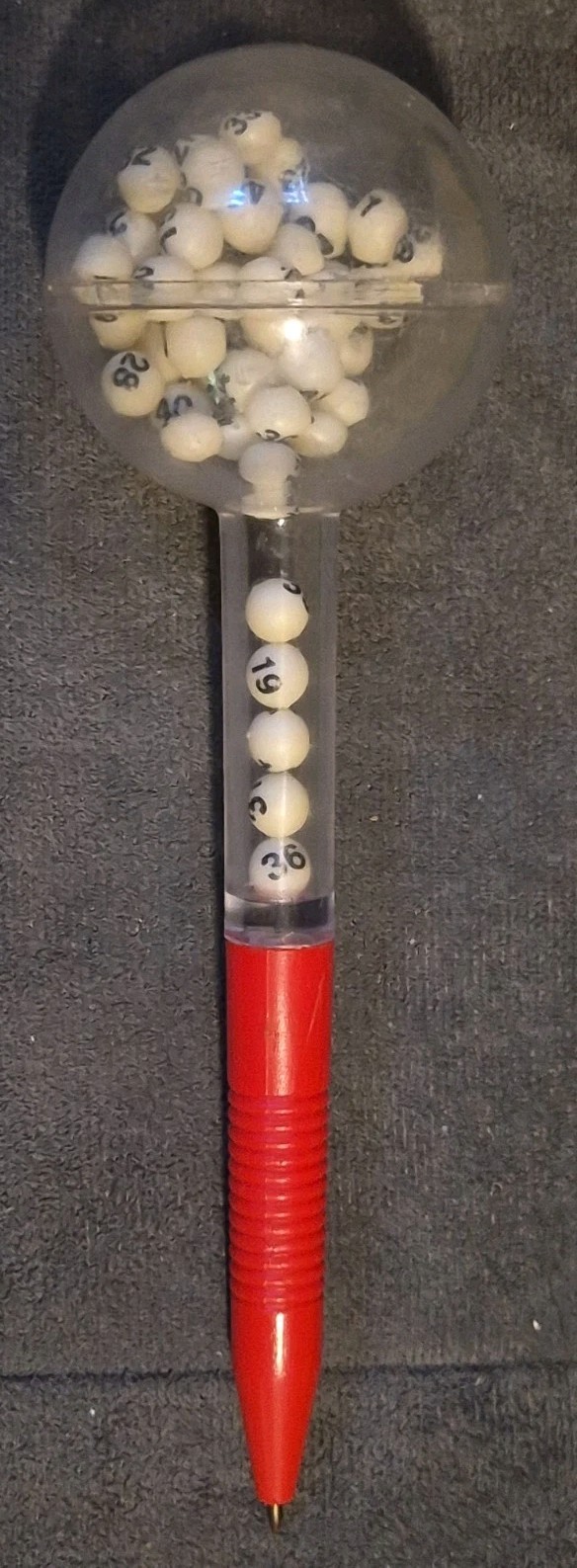 Vintage Red Novelty Lotto Pen Lottery Drawing Numbers 1-50