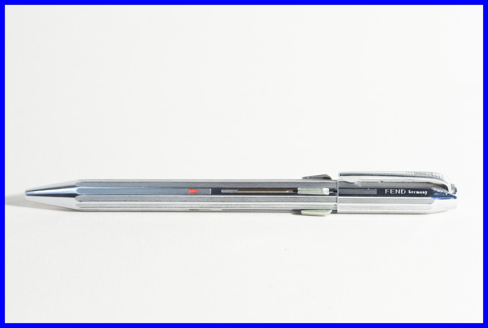 1960s FEND 4 Color Ballpoint Pen In Steel Chrome With Slide Mechanism New Leads