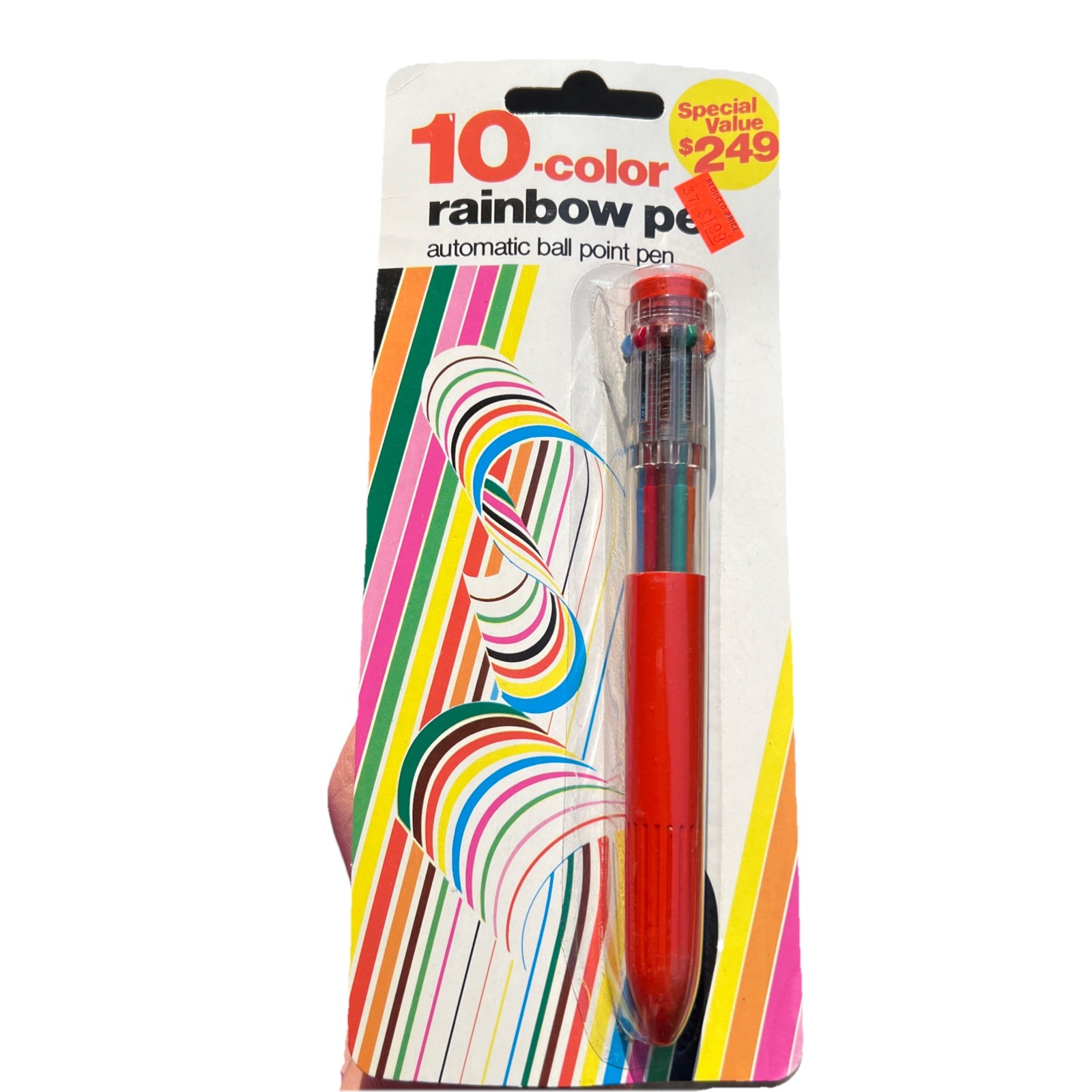 Rainbow 10 Color Ball Point Automatic Pen New Old Stock