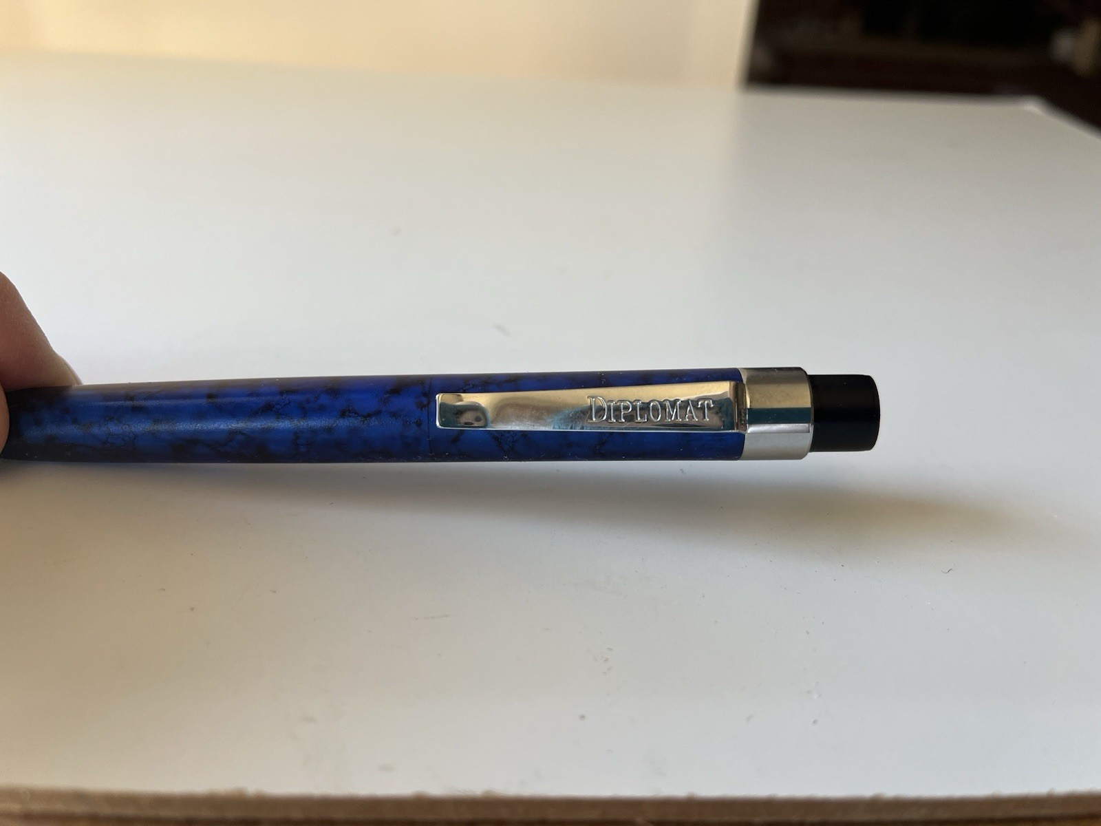 Diplomat Marble Blue Plastic Ball Point Pen USED, MADE IN GERMANY