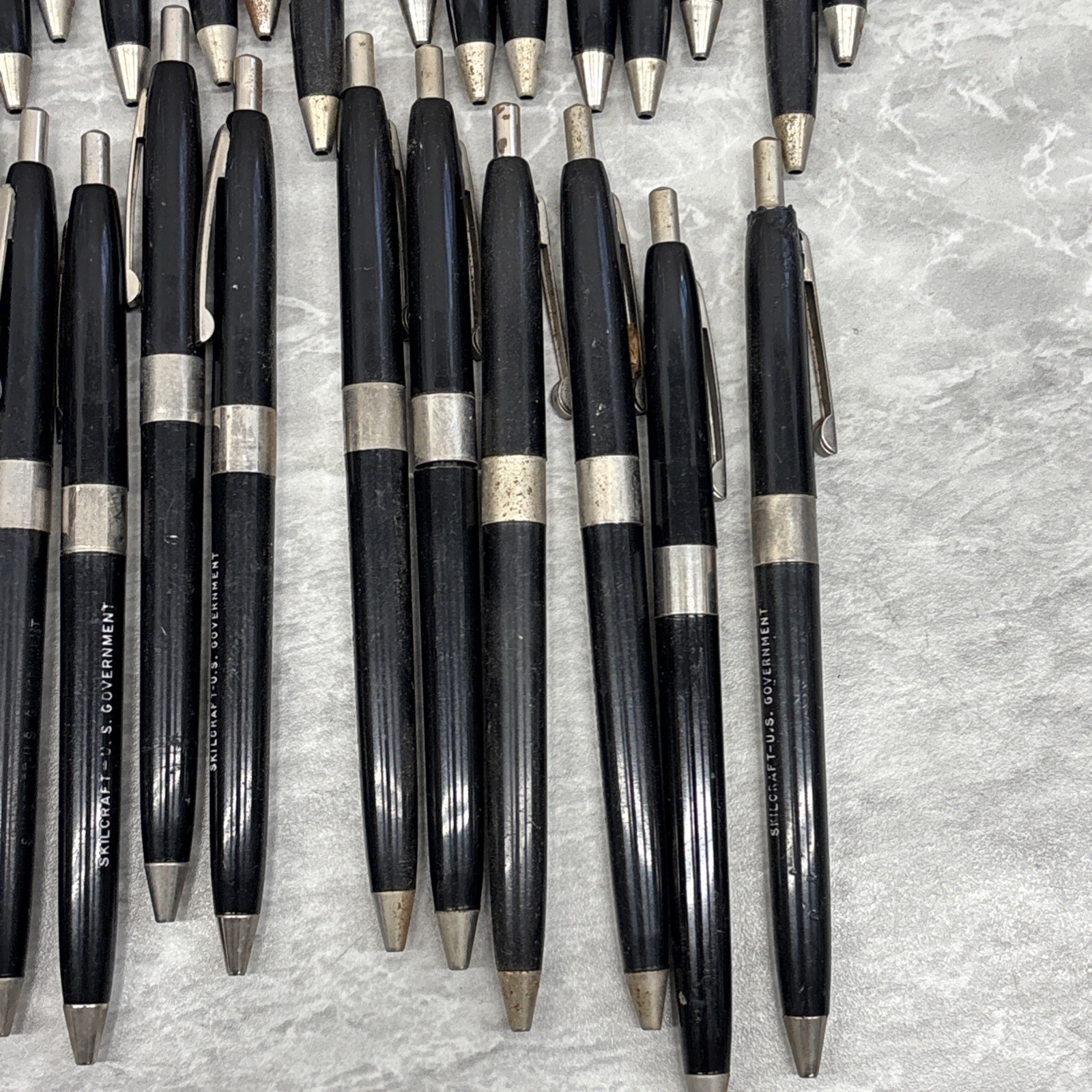 Lot 29 Vintage Skilcraft US Government Ball Pens Black Fine Retractable