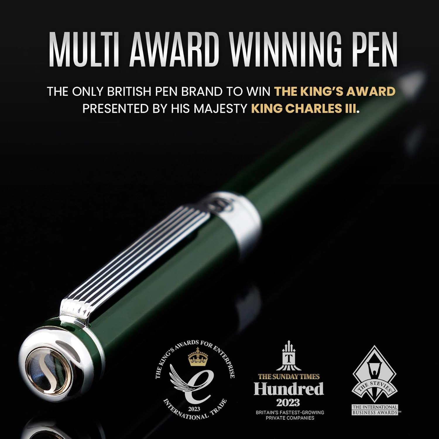 Green Ballpoint Pen – Stunning British Racing Green Luxury Pen, Chrome Finish, S