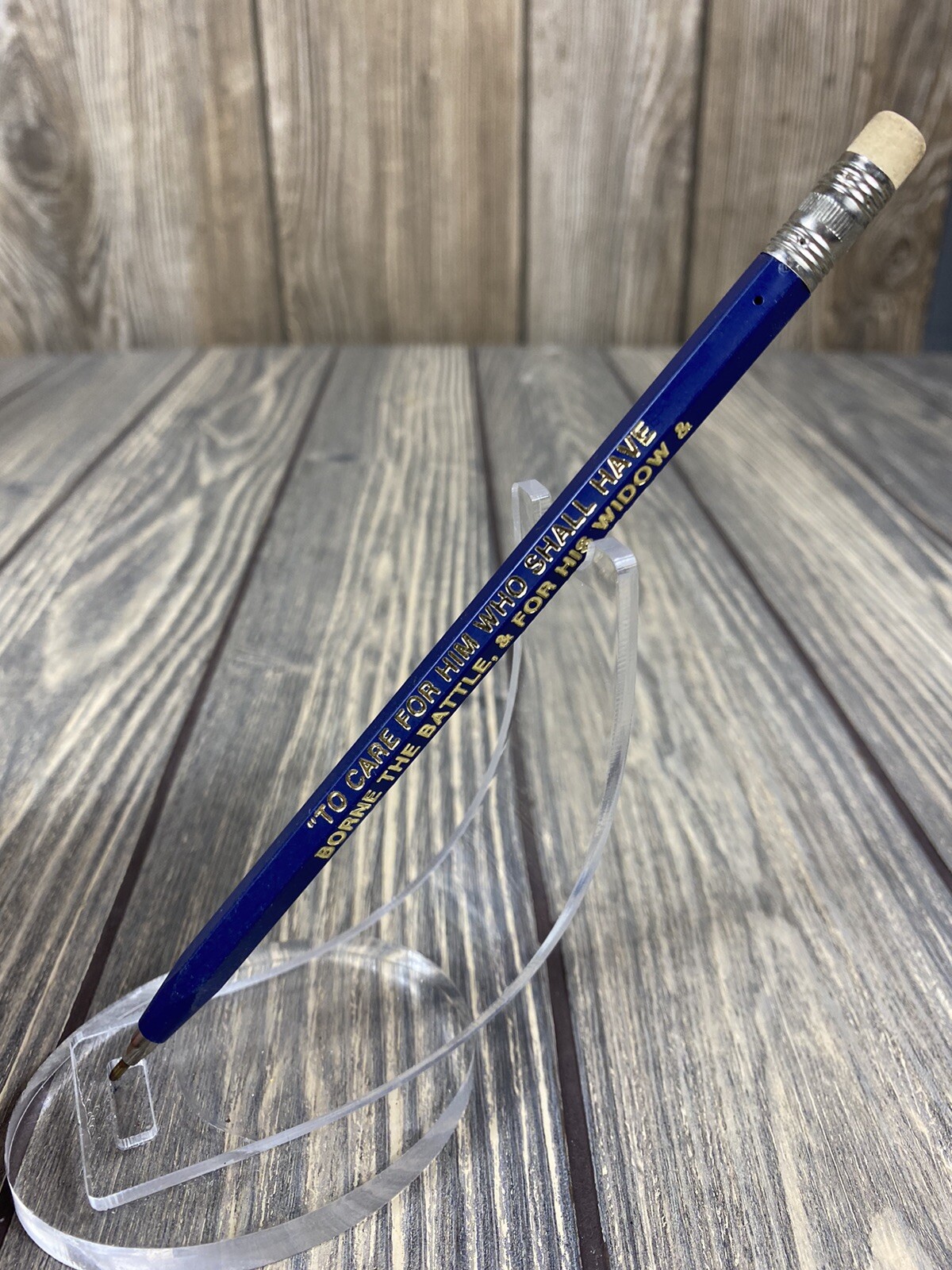 Vintage A Lincoln VA Emp Club Pen With Eraser Advertisement