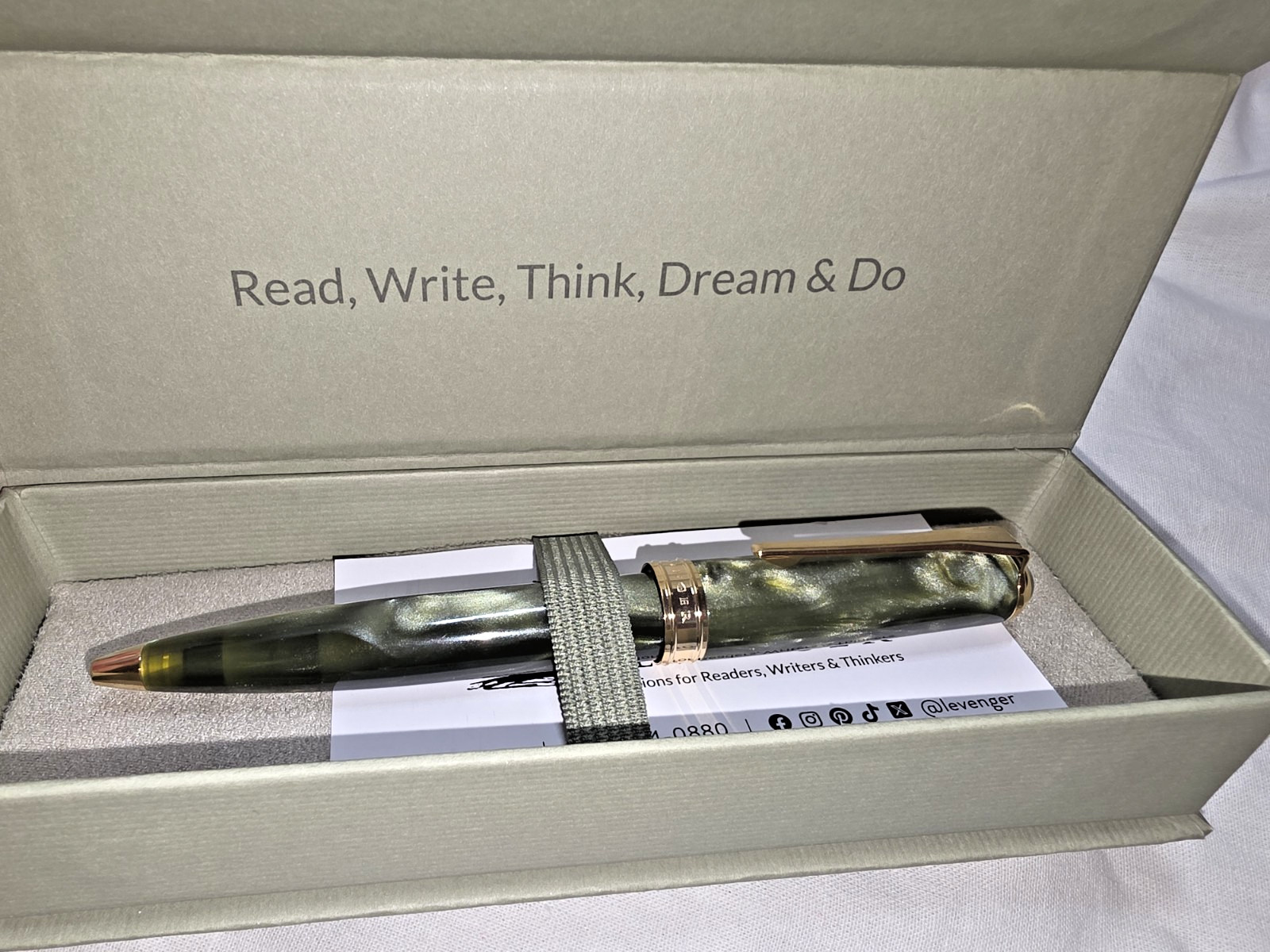 Levenger True Writer Classic Elements Earth Ballpoint Pen NEW InBox Tested Green
