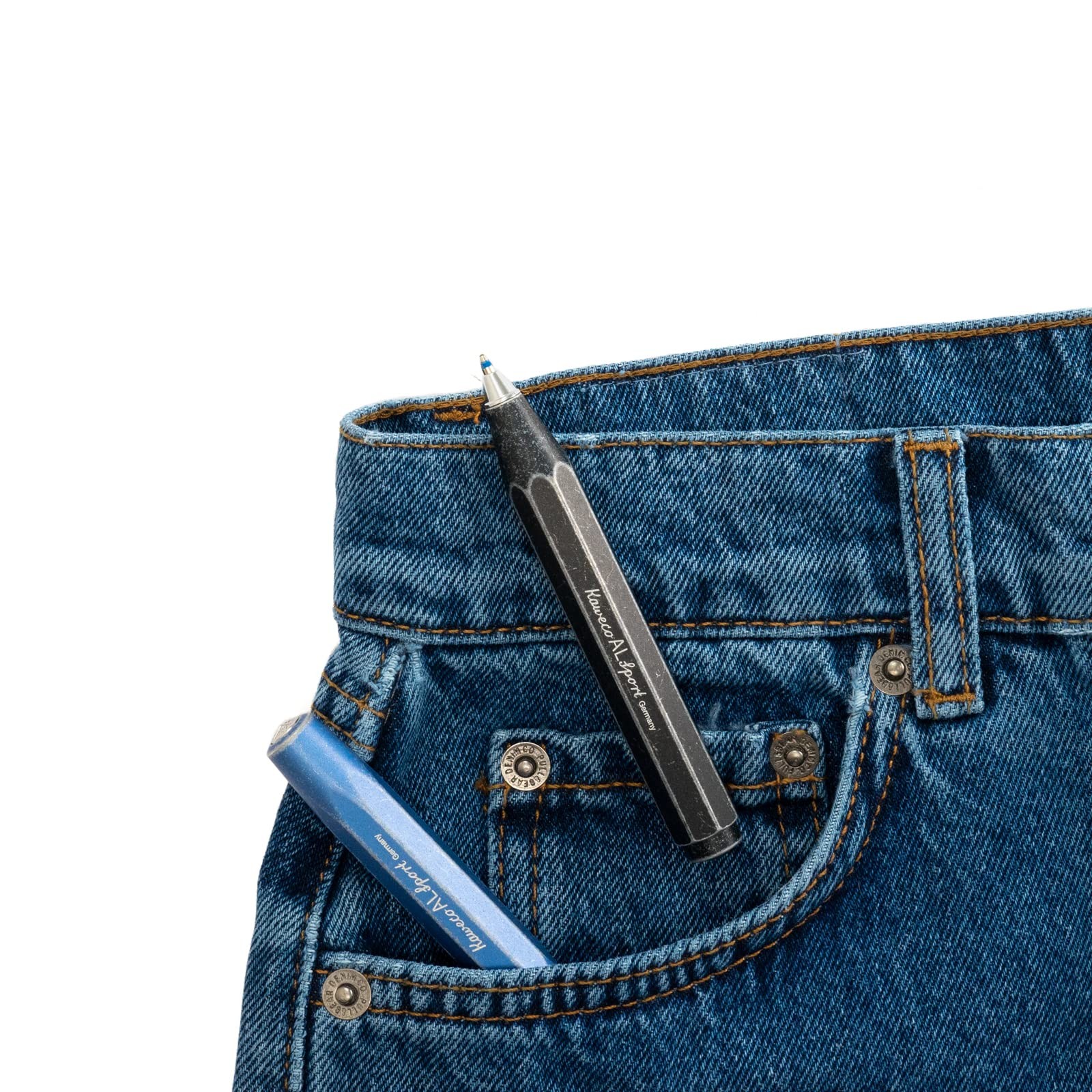 Kaweco Al Sport Ball Pen Stonewash Blue Retractable Ballpoint Pen In Classic