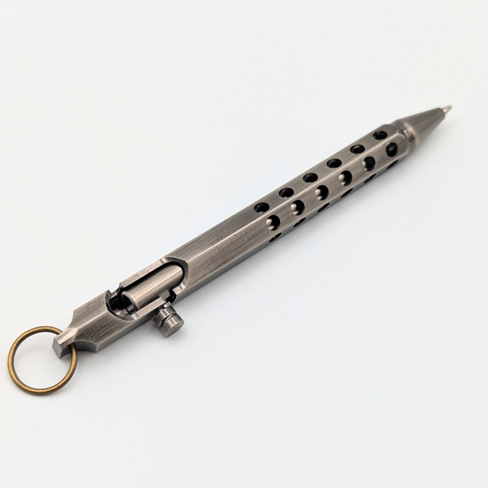 Bolt Action Ballpoint Pen Solid Brass EDC Six-edge Brushed Gunmetal – Great Gift