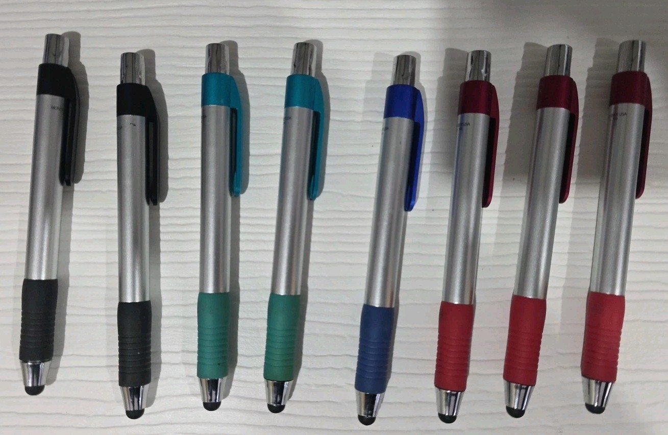 8x Monteverde S103 Ballpoint Pen With Front Stylus Rubber Grip Metal Barrel