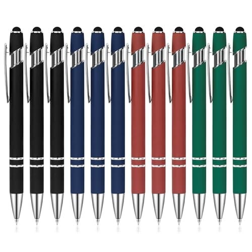 Ballpoint Pens with Stylus Tip, Soft Touch Click Stylus Pen, 2 in 1 Retractable