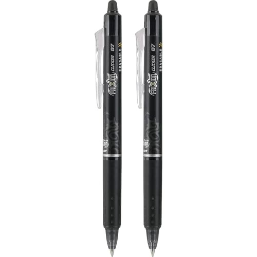 PILOT FriXion Clicker Erasable, 2 Count (Pack of 1) Gel Pens Black Gel Pens