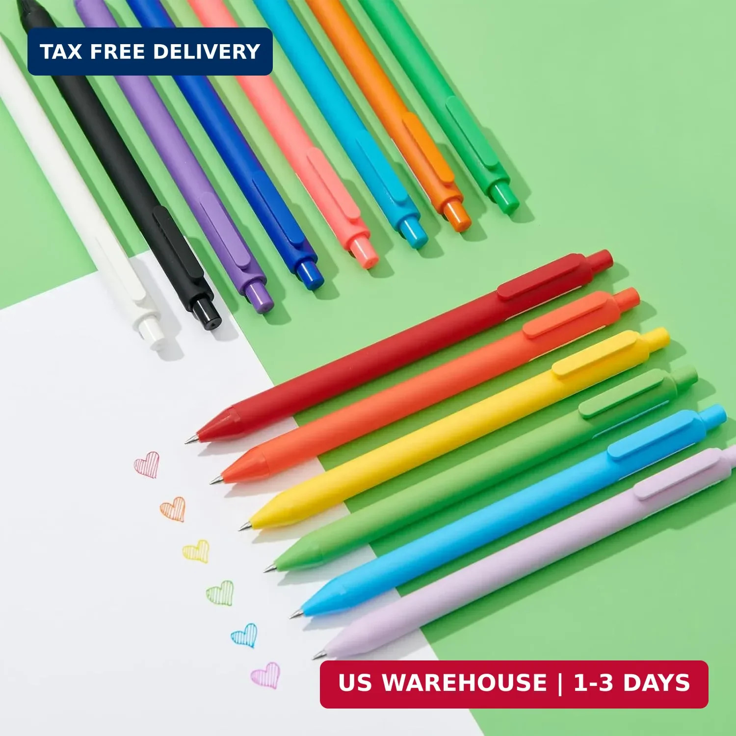 PURE Colored Gel Pens 0.5mm 20 Pieces Set Colorful Multi-color Ink Fine Point Co