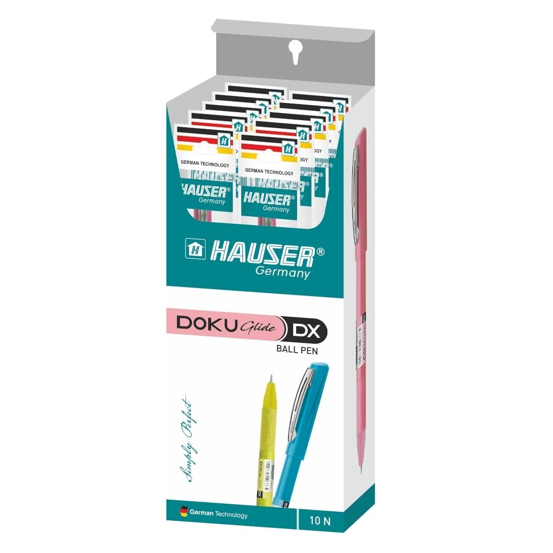 Hauser Doku Glide Ball Pen Box Pack | 0.7 mm Tip Size |Blue Ink, Pack of 10 Pens
