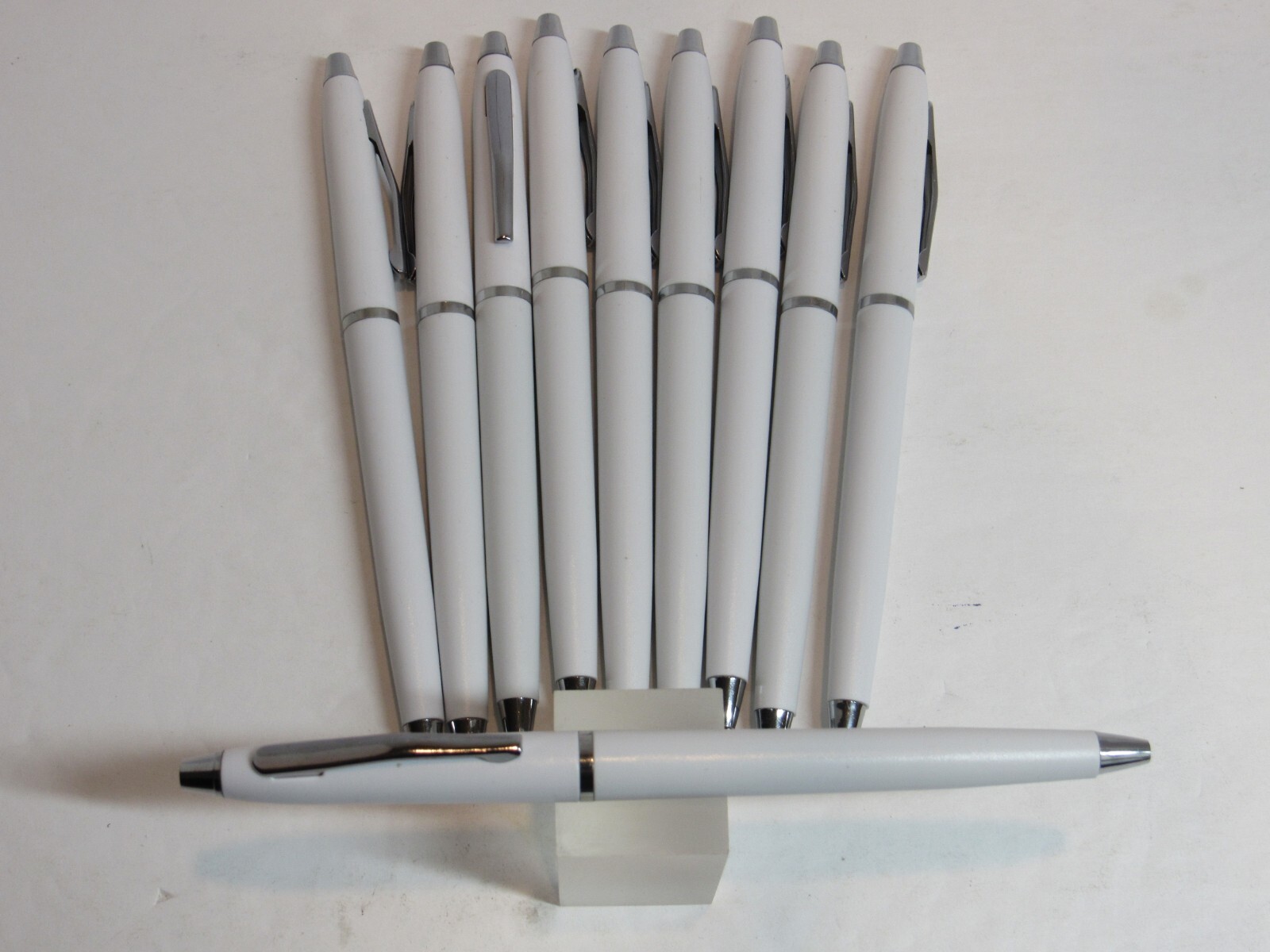LOT OF 15 TERZETTI Model «HILTON» WHITE/CT BALLPOINT PENS-USES STICK REFILLS