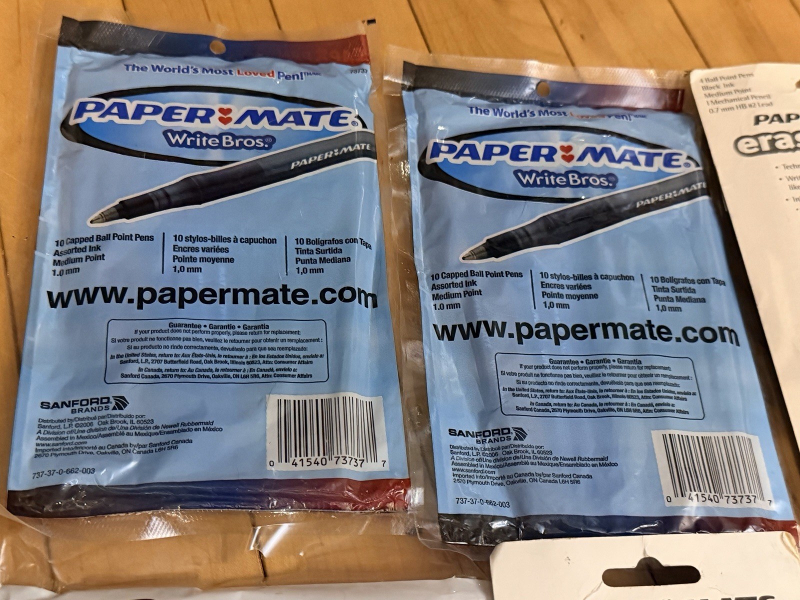 Papermate Lot 6 Packages Y2K Pens Red Blue Black Green Purple Eraser 2000s NOS