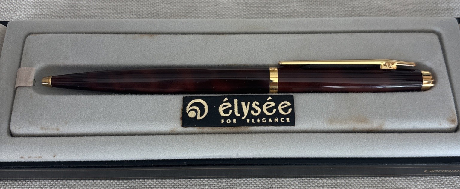 Elysee En Vogue Laque Brown Ballpoint Pen Mint W Case And Box