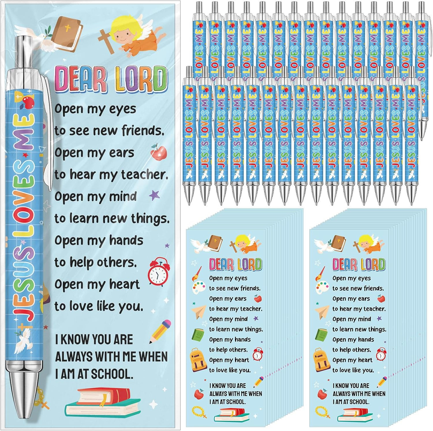50 Sets Back to School Ballpoint Pens Christian Bible Verse Religious Pens First