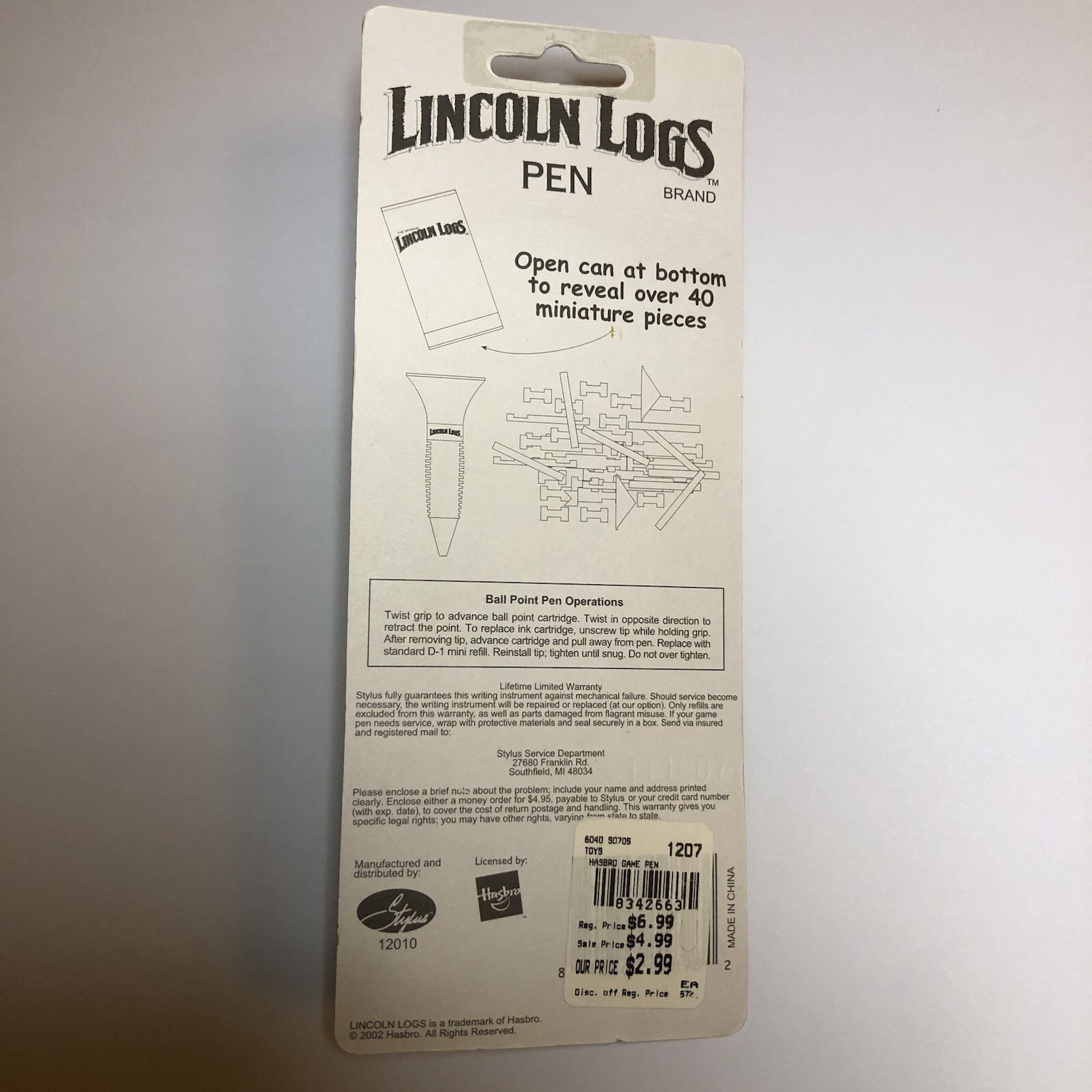 Lincoln Logs Pen – Sealed – Based On Vintage Toys