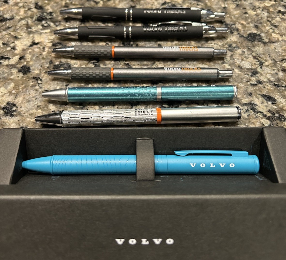 Volvo Trucks Blue Black Ink Pens Assorted. Lot Of 6 Pens. Volvo VNL VNR