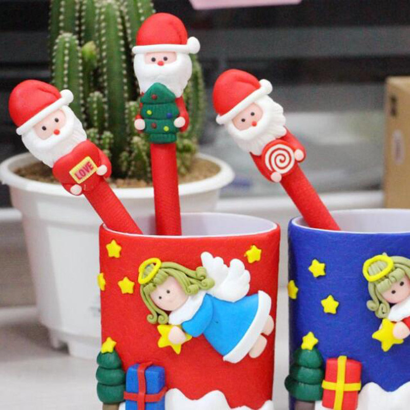 HOT Cartoon Christmas Santa Claus Ballpoint Pen School Supplies Kids Gift Random