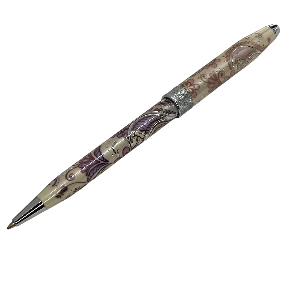 Cross Botanica Ballpoint Pen Botanical Pattern Silver Pink Purple Twist