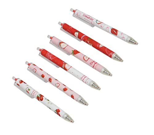 12pcs Cute Strawberry Pens Black Gel 1 Count (Pack of 12) Red strawberry pens