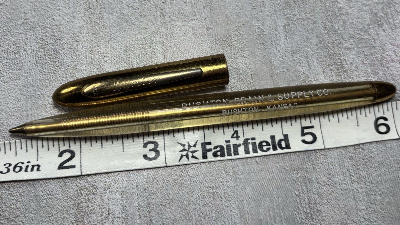 Vintage 1950s Bushton Grain & Supply Co. Fixed Ballpoint Uniriter Pen Dry Ink