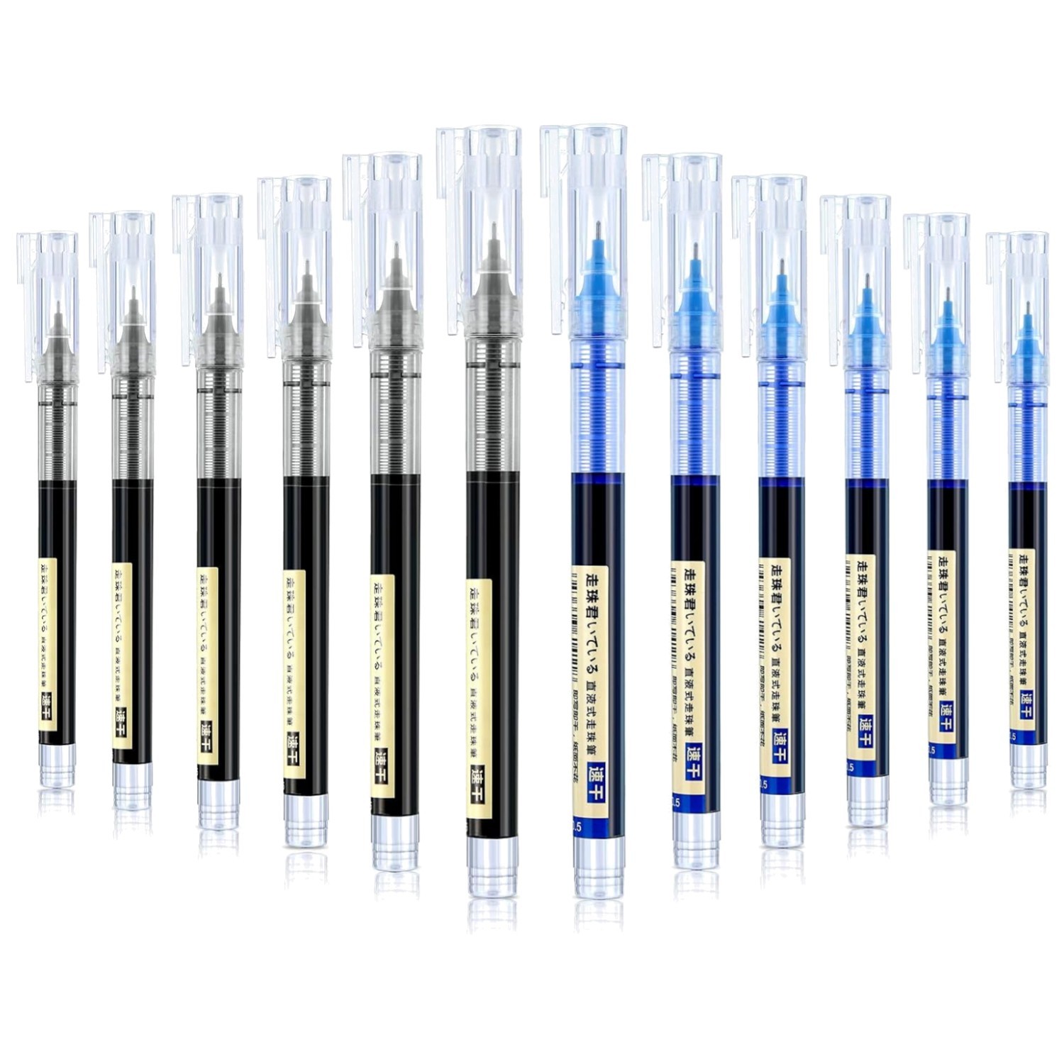 Effortless Writing with 12-Pack 0.5mm Liquid Ink Rollerball Pens – Black & Blue