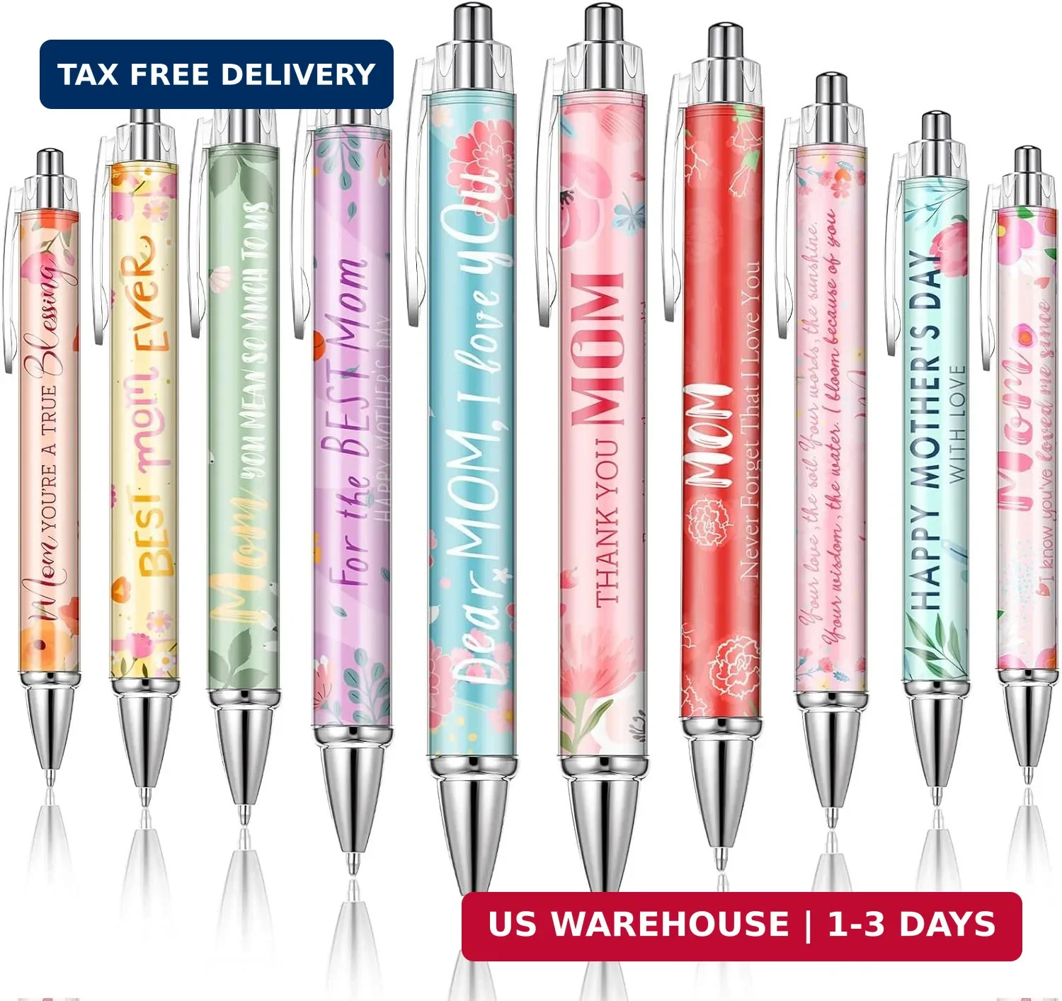 Skyygemm 10 Pcs Mothers Day Gifts Bulk Happy Mother’s Day Ballpoint Pens Retract