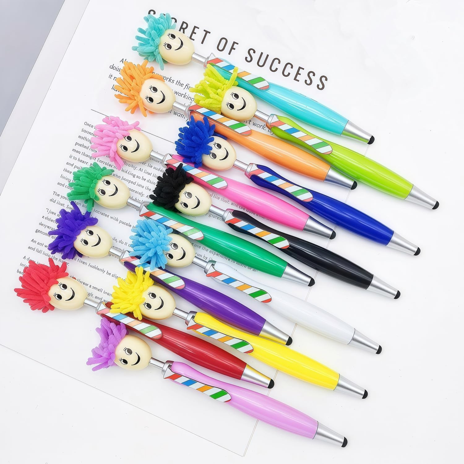 Mop Head Ballpoint Pens, 20PCS Funny Pen with Plush Hair for Adults | Novelty St