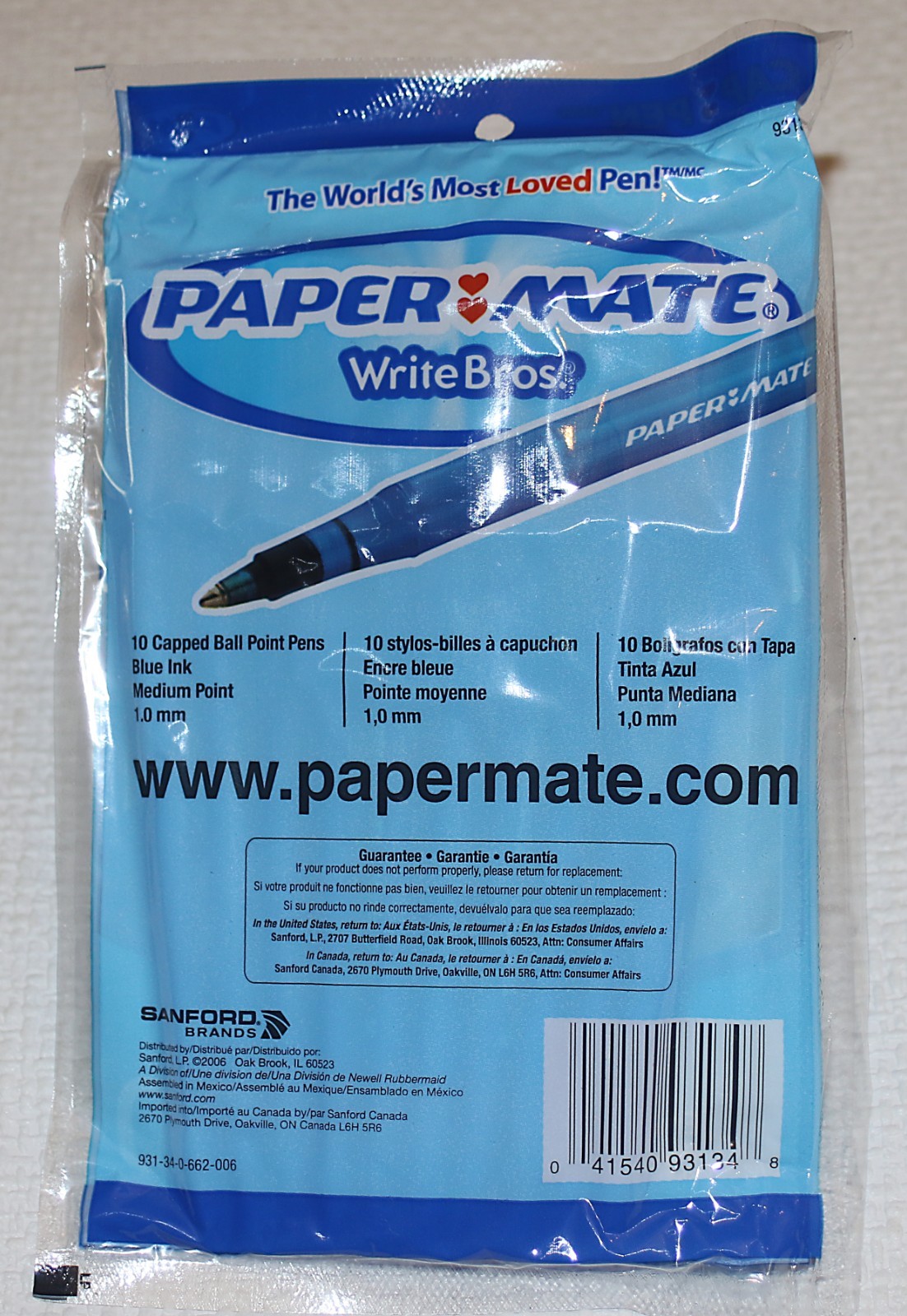 Vintage Paper Mate Write Bros Blue Cap Pens Pack Of 10 Sealed NOS