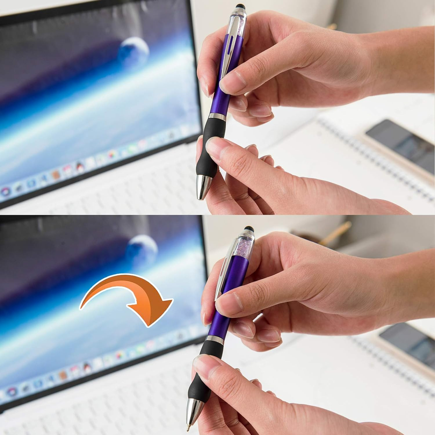Ballpoint Writing Pens,8 Pack(5 Count+3 Refills) with Stylus Tips 1Mm Medium Poi