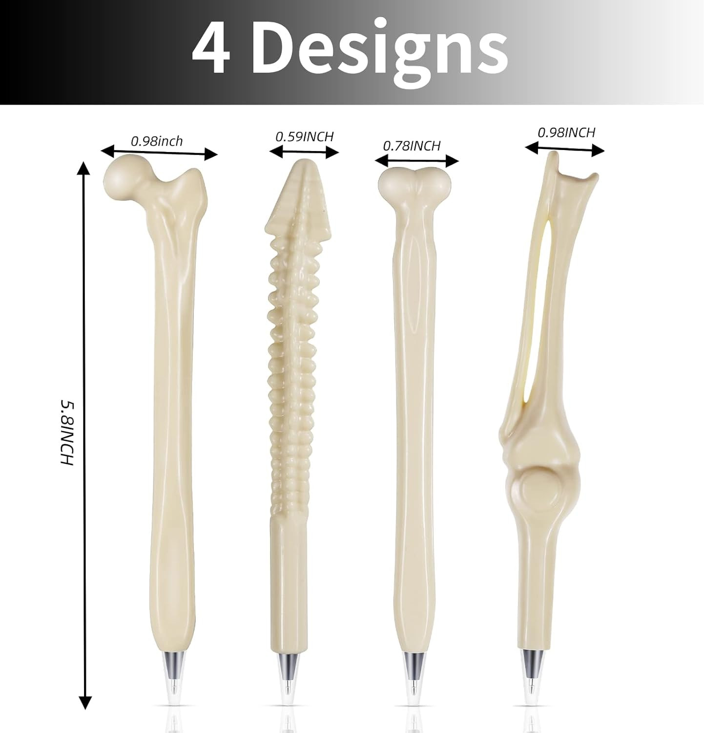 100 Pcs Bone Pens Bulk Skeleton Finger Ballpoint Pen Novelty Nursing Pens Indivi