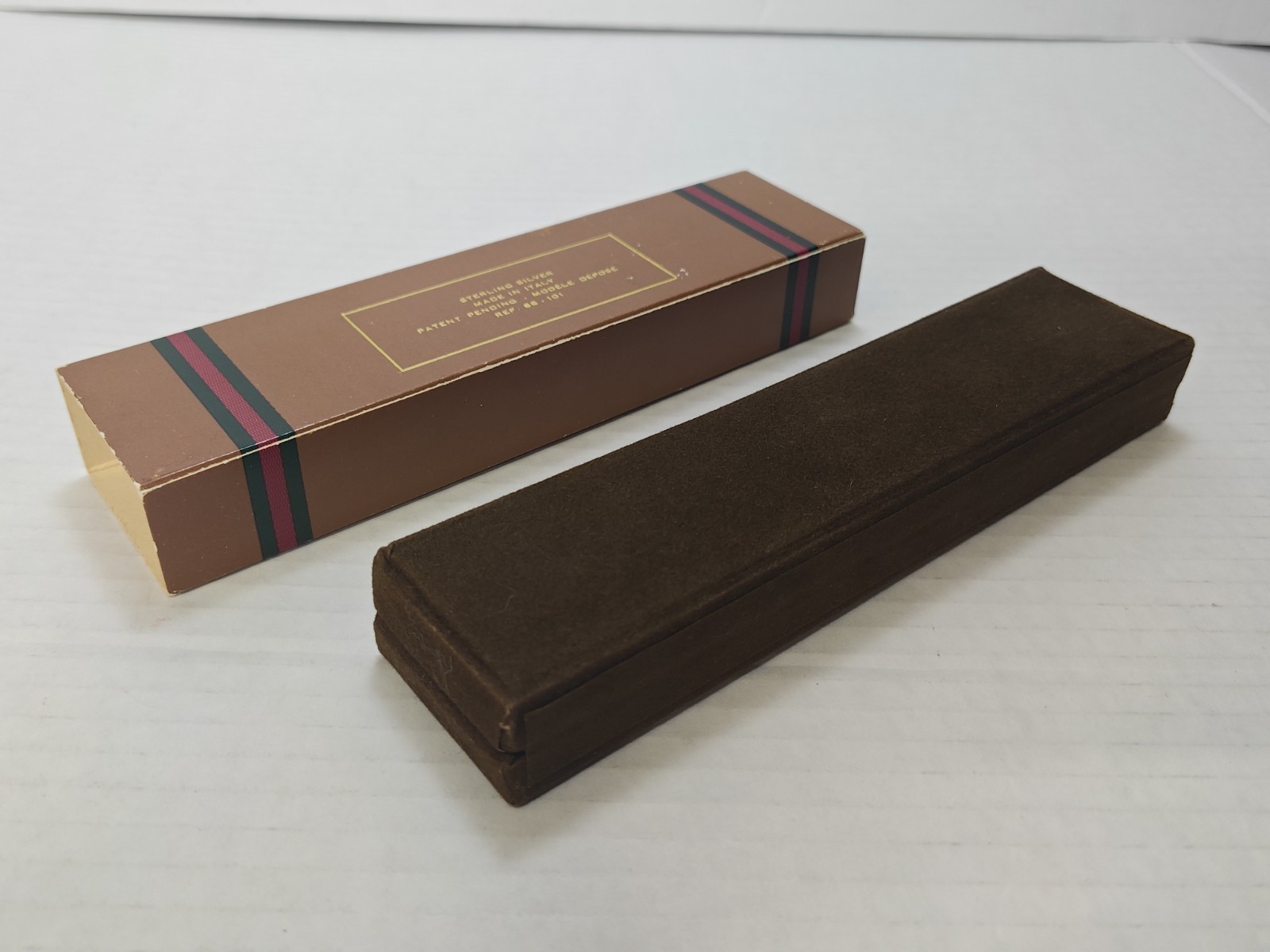 Vintage 1970’s Gucci Sterling Silver Red Green Enamel Stripes Pen W/ Box Italy