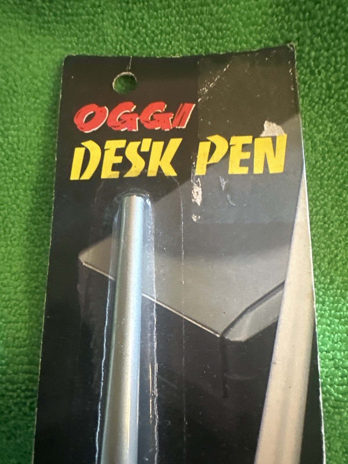 Vintage OGGI Stick-On Desk Pen Losing Pens Was Apparently a National Crisis-NOS