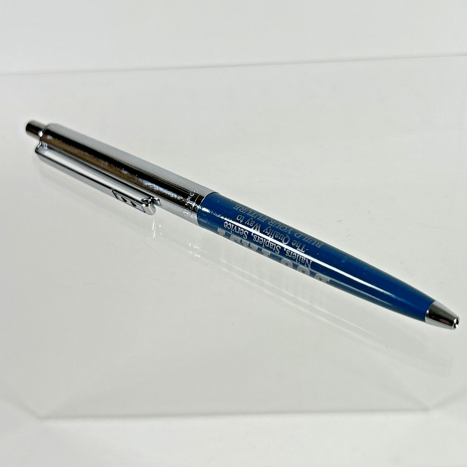 DOU-FAST Paper Mate Blue Chrome Slim Profile Double Heart Vintage Ballpoint Pen