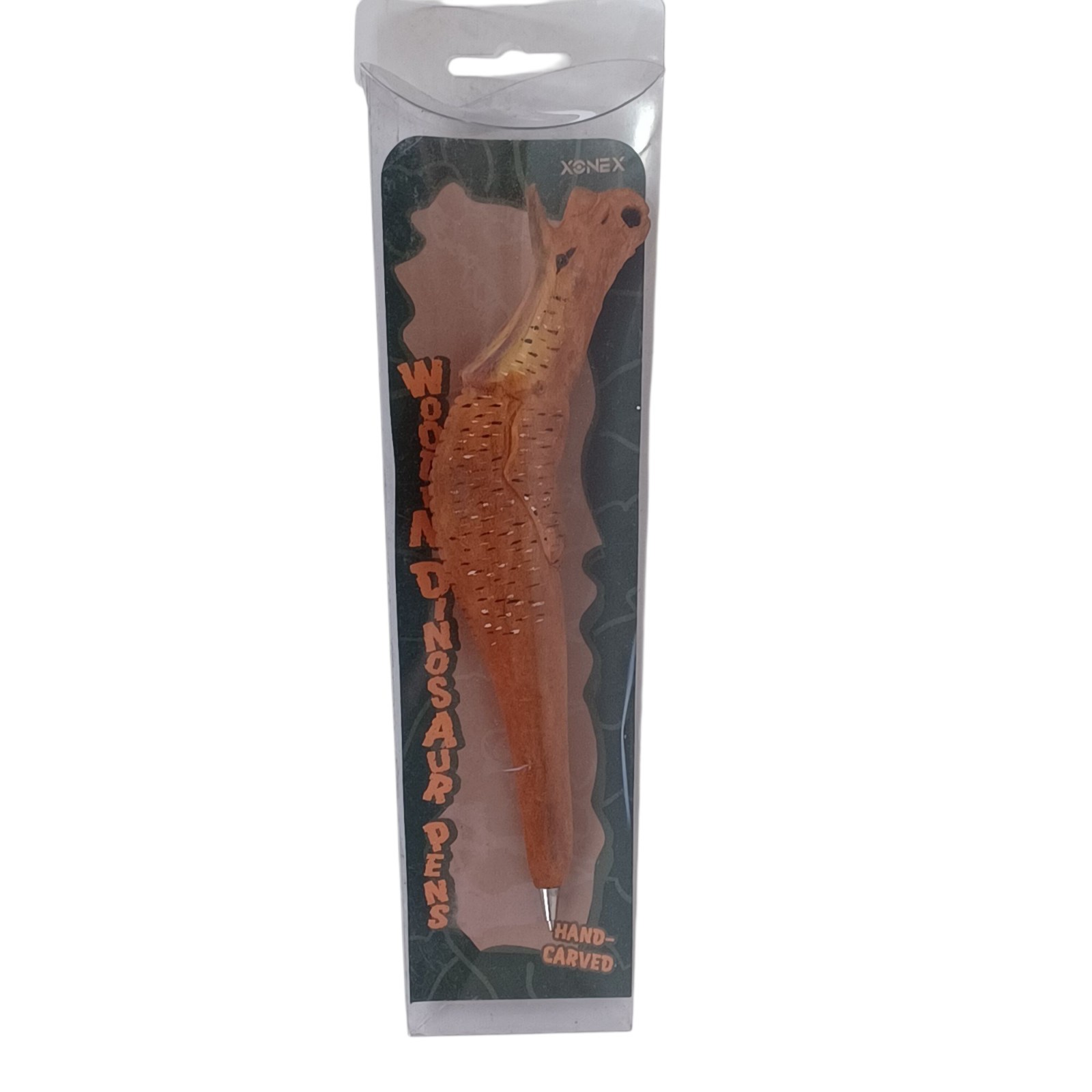Wooden Dinosaur Ballpoint Pen Hand-Carved Novelty Gift Desk Collectible