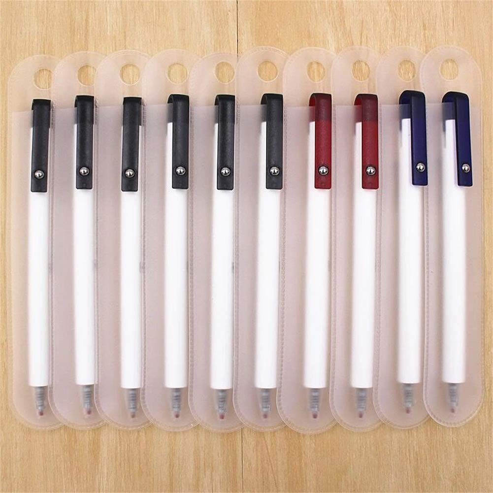 luzen 50Pcs Clear Plastic Pen Pouch Bag Single Pen Sleeve Case Holder Ballpoint