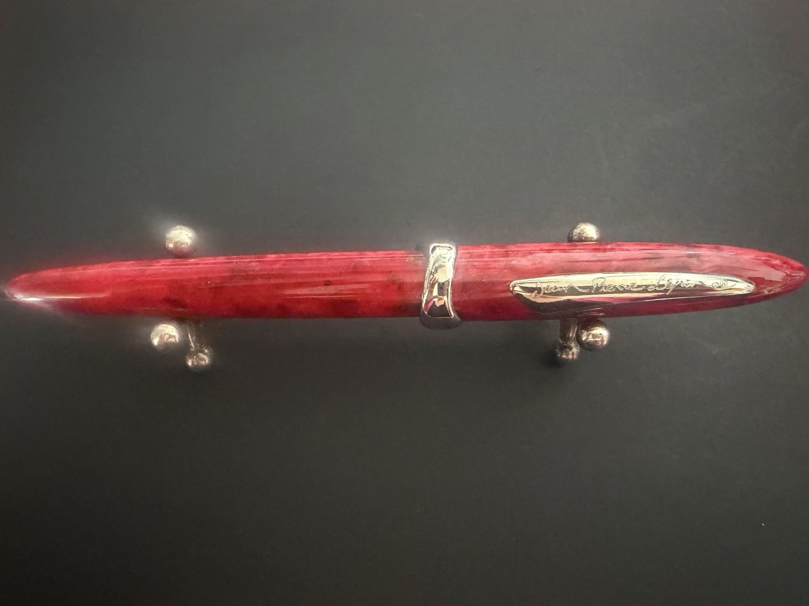 JEAN PIERRE LEPINE French Vintage Mother of Pearl Red Resin Rollerball Pen