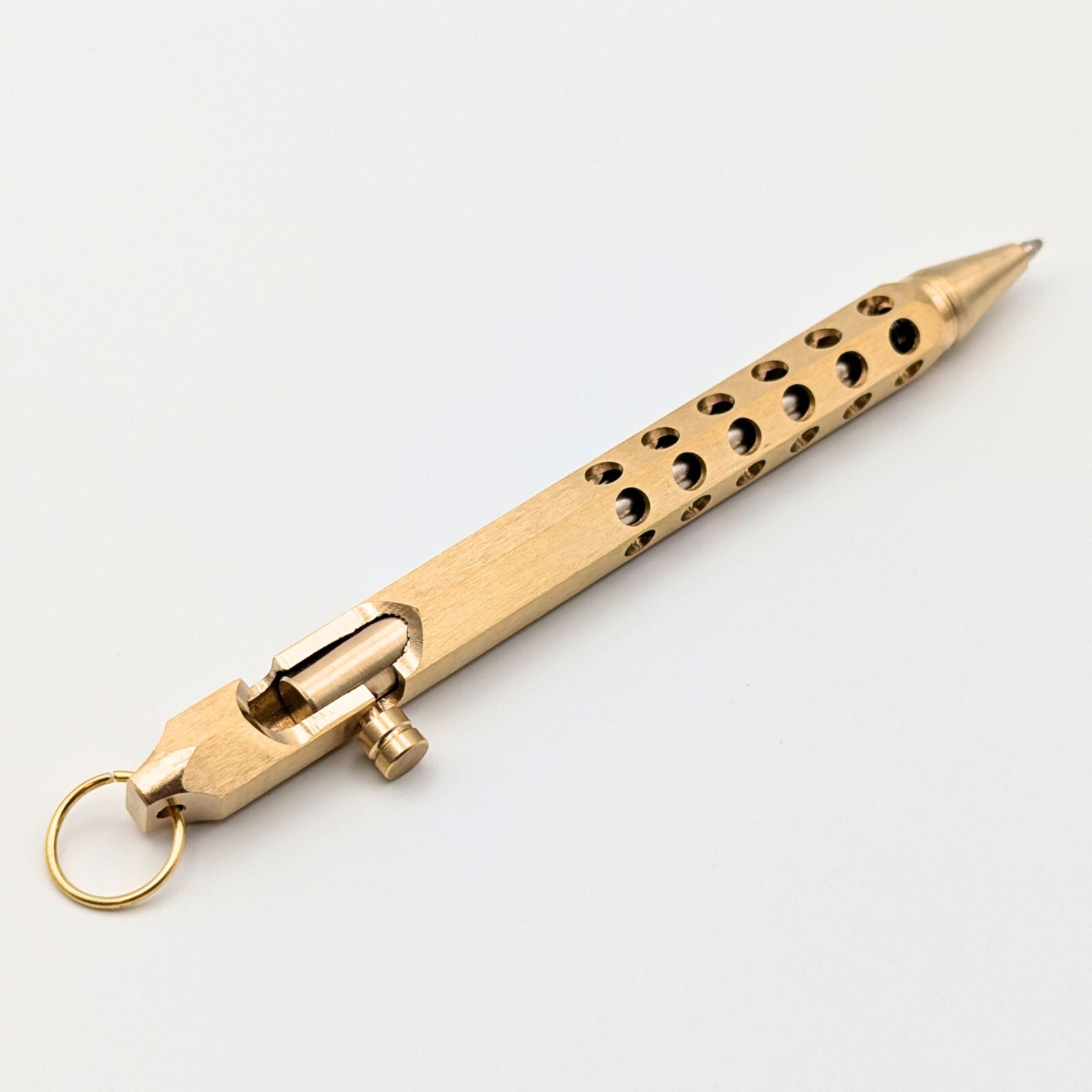 Bolt Action Ballpoint Pen Solid Brass EDC Six-edge Bronze color – Great Gift Dad
