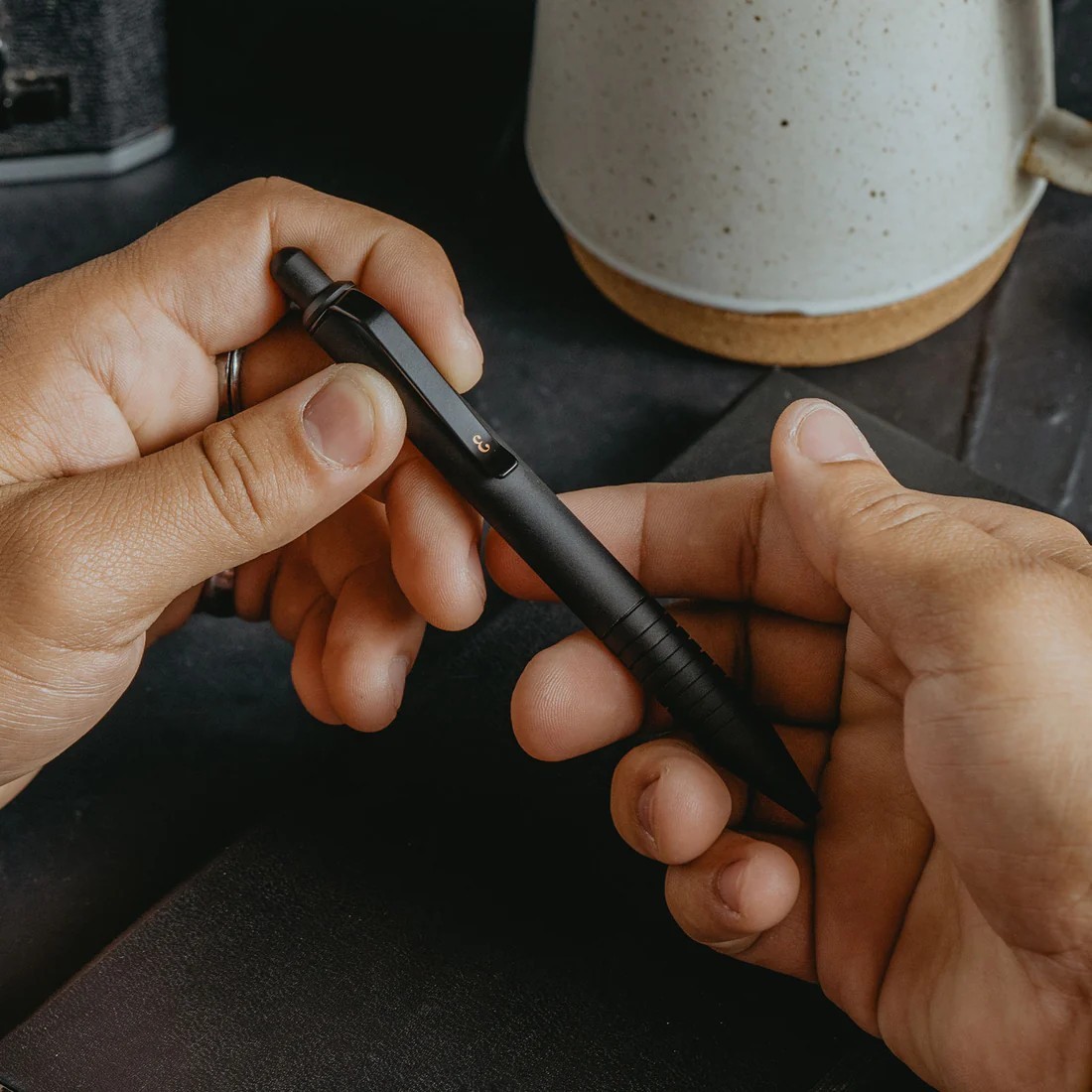Everyman Grafton Mini Pen Super Matte Black Aluminum w/New Metal Gel Cartridge